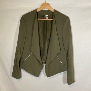 H&M Olive Green Open Front Crop Jacket/Blazer
